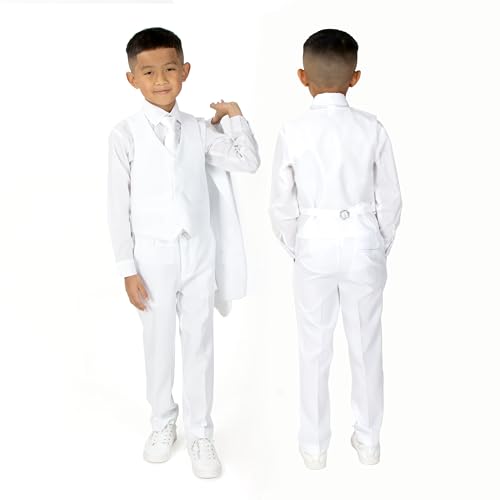 Spring Notion Big Boys' Modern Fit White Suit Set 08 - Image 3