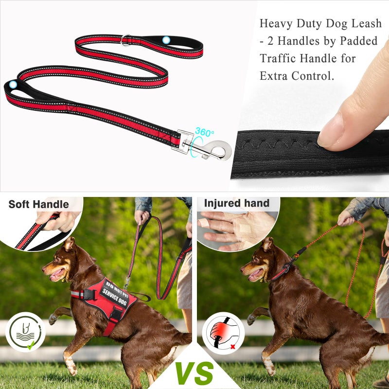 WINSEE Service Dog Harness and Leash Set, Training Dog Vest with 10 Dog Patches, Emotional Support Therapy Dog Vest Harness for Small Medium Large and Extra Large Dogs(Red, S) - Image 3