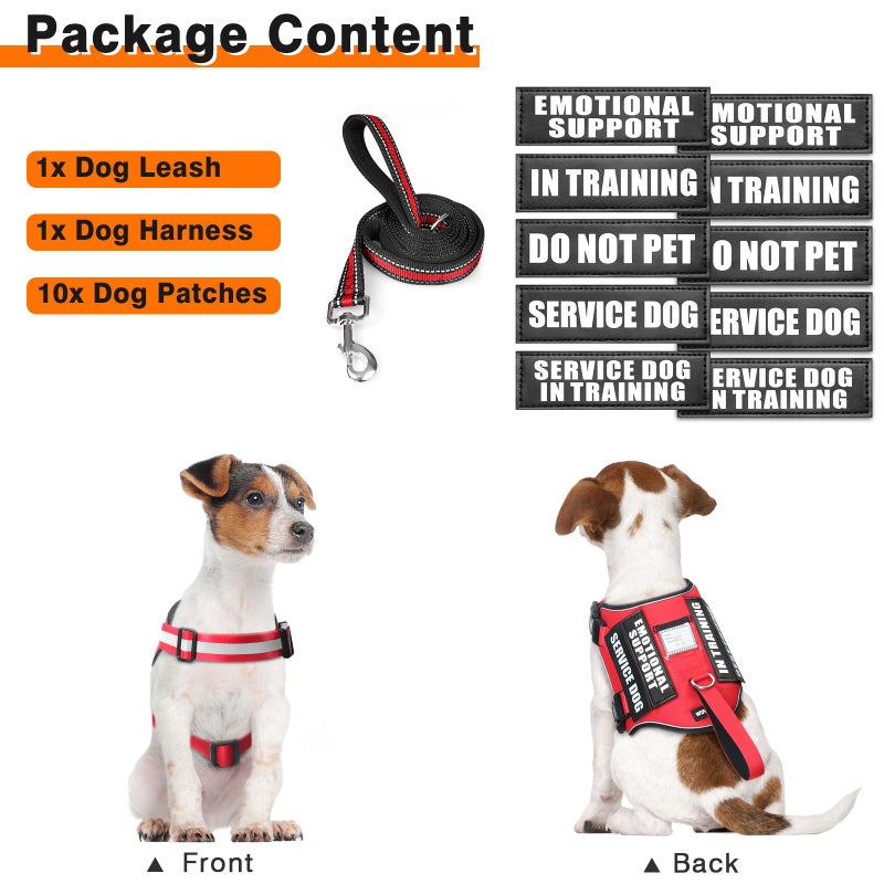WINSEE Service Dog Harness and Leash Set, Training Dog Vest with 10 Dog Patches, Emotional Support Therapy Dog Vest Harness for Small Medium Large and Extra Large Dogs(Red, S) - Image 5