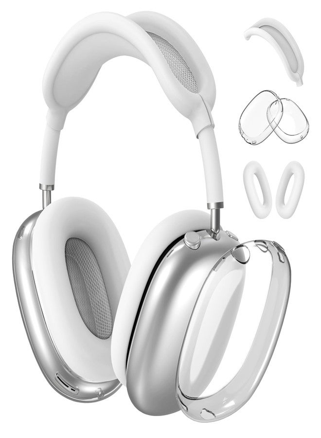 ULAK Case for AirPods Max Headphones, 3in1 Clear TPU Ear Cup Covers/Silicone Ear Pad Case/Headband Cover for AirPods Max, Anti Scratch Transparent Protective Accessories, White - Image 1