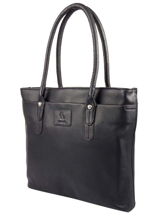 KARA Women's Black Leather Hand Bag - Image 4