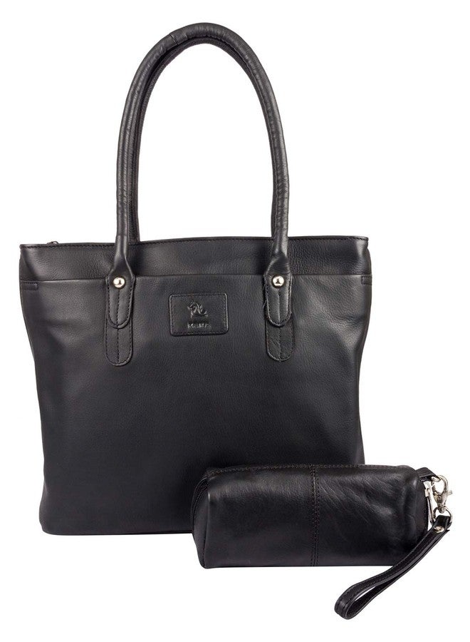KARA Women's Black Leather Hand Bag - Image 3
