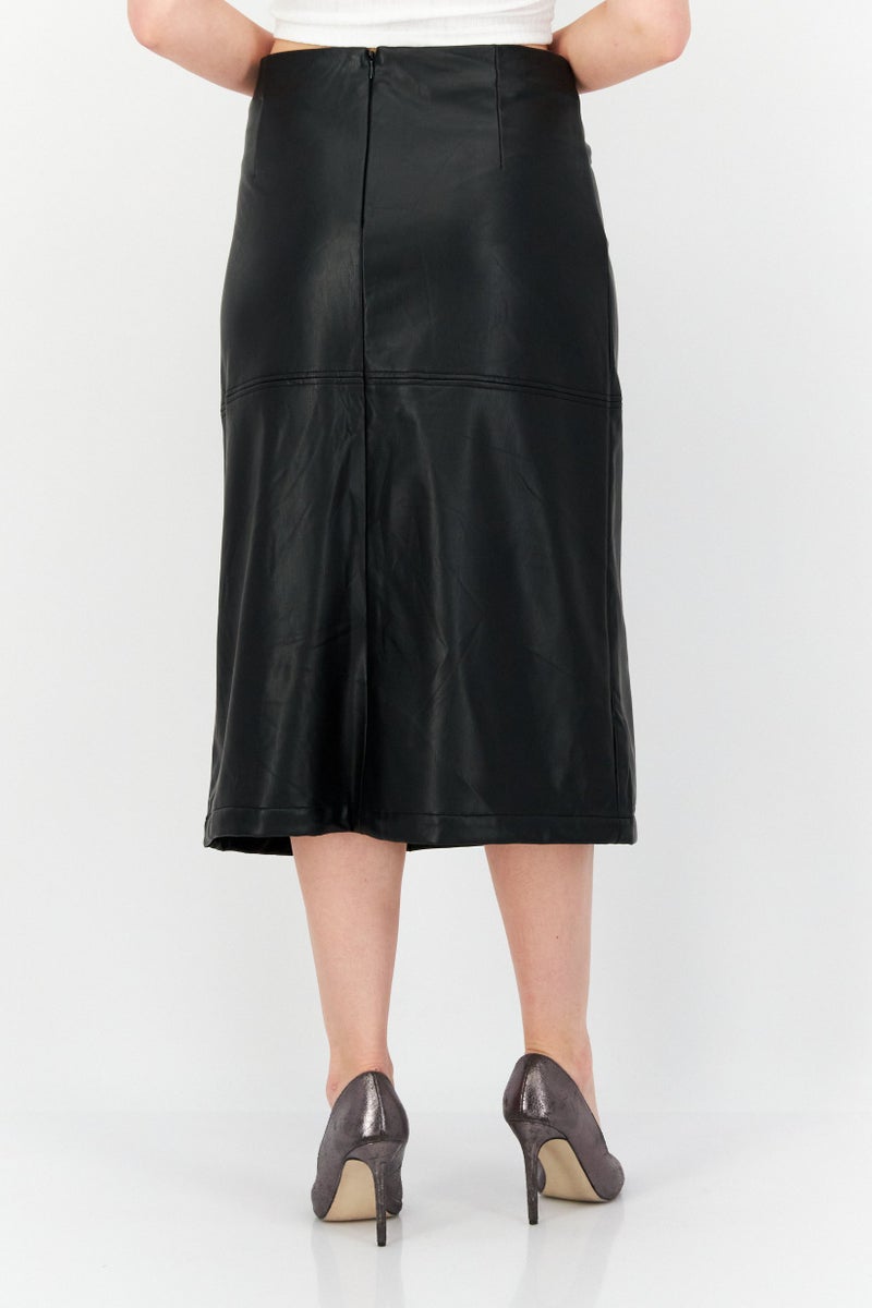 ANNE KLEIN تنورة ميدي نسائية سادة، سوداء - Image 2