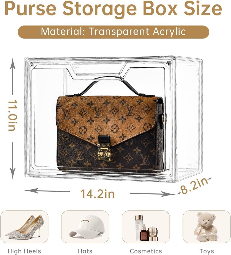 Horoof Home® 9 Pack Clear Acrylic Handbag Display Case with Magnetic Door - Image 2