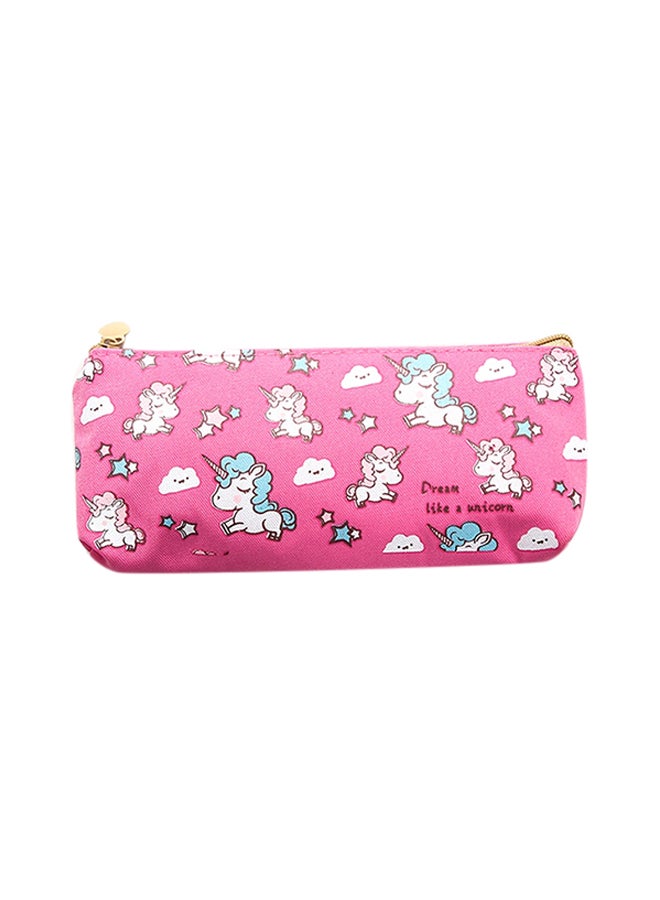 Loquat Cute Cartoon Animal Unicorn Pattern Pencil Case Red