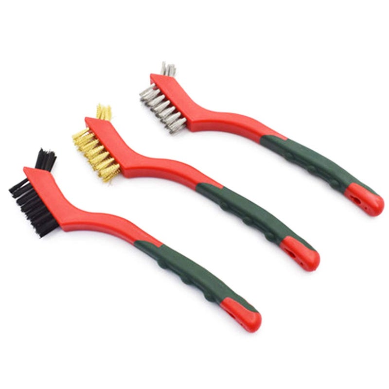 LGEGE 3 Piece Cleaning Brush Detailing Wire Brush Set, Brass, Stainless Steel, and Nylon Brush Head, Heavy Duty, Crimped Scratch Brush, Extra Cluster of Bristles for Hard-to-Reach Areas - Image 5