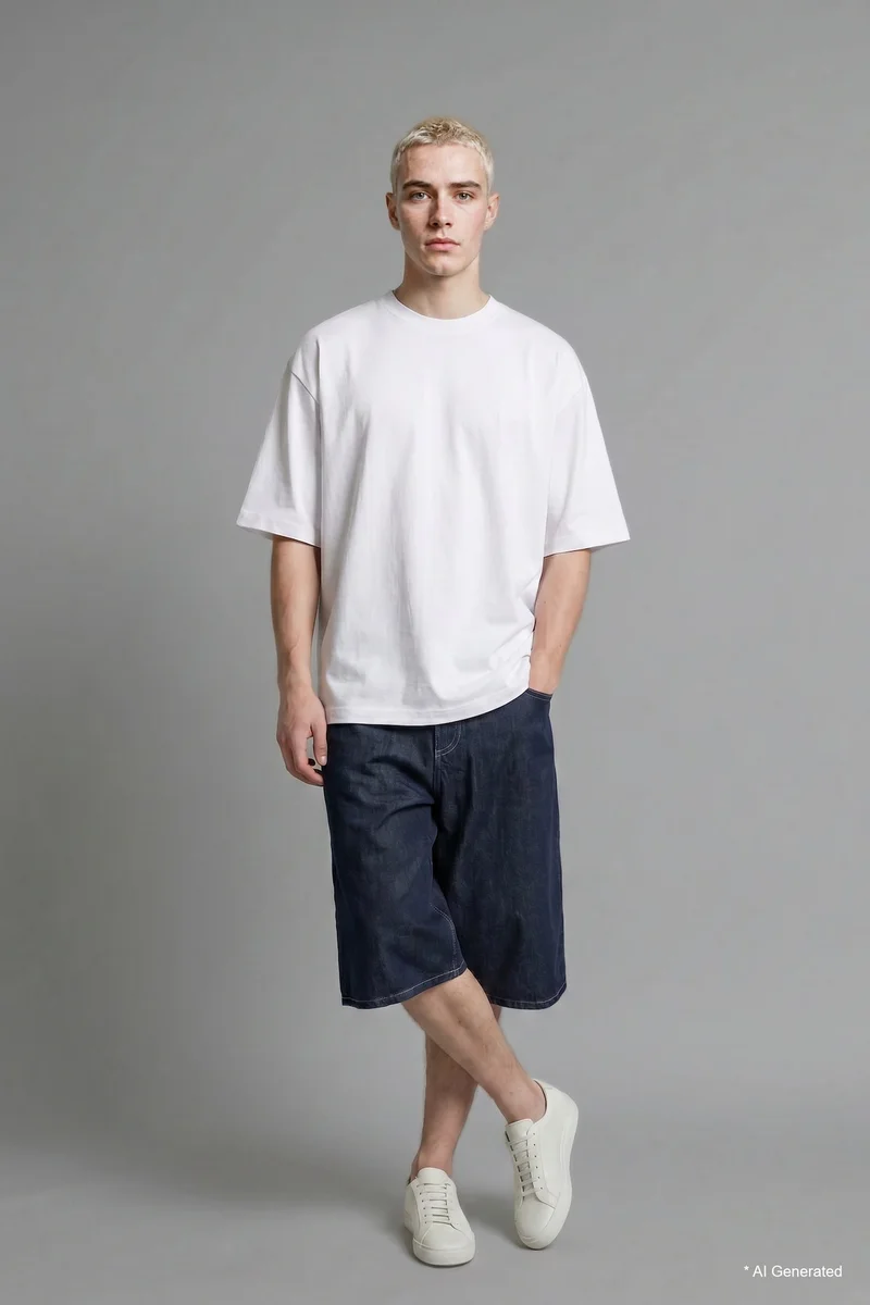 ديفاكتو Baggy Fit Navy Bermuda Shorts
