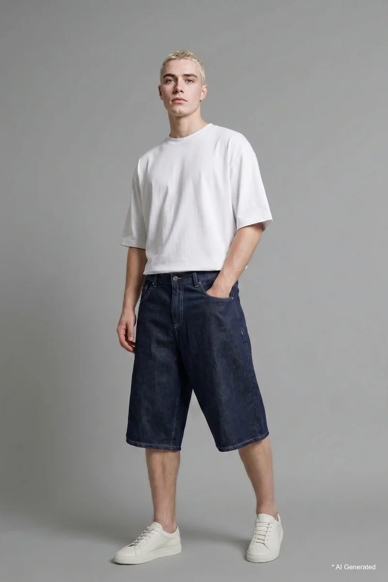 ديفاكتو Baggy Fit Navy Bermuda Shorts