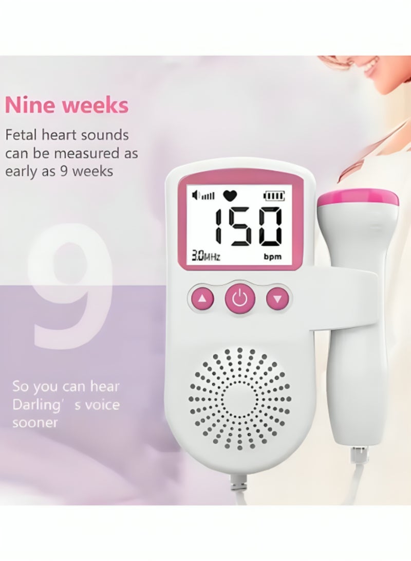 تنم جهاز دوبلر لمراقبة نبض الجنين مع شاشة LCD، جهاز محمول للحمل - Image 4
