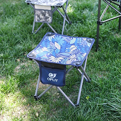 Opliy Camping Stool, Folding Small Chair Portable Camp Stool for Camping Fishing Hiking Gardening and Beach, Camping Seat with Carry Bag (Blue-Leaf) - Image 2