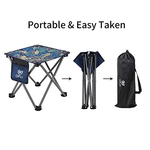 Opliy Camping Stool, Folding Small Chair Portable Camp Stool for Camping Fishing Hiking Gardening and Beach, Camping Seat with Carry Bag (Blue-Leaf) - Image 4