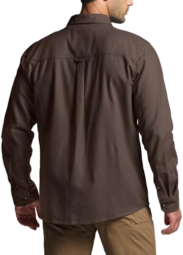 CQR Men's 100% All Cotton Button Down Flannel Shirts, Long Sleeve Brushed Warm Soft Casual Outdoor Plaid Shirt, Corduroy Dark Brown, Large - Image 3