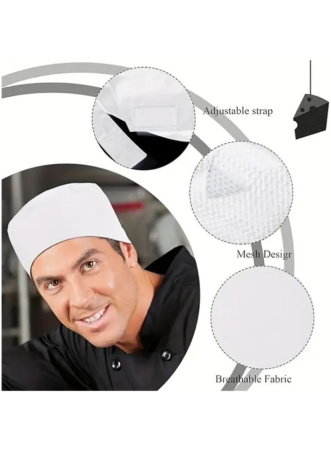 2 Pcs Chef Hats Kitchen Cooking Food Service Caps with Elastic for Adults Adjustable Breathable Mesh Top - Image 4