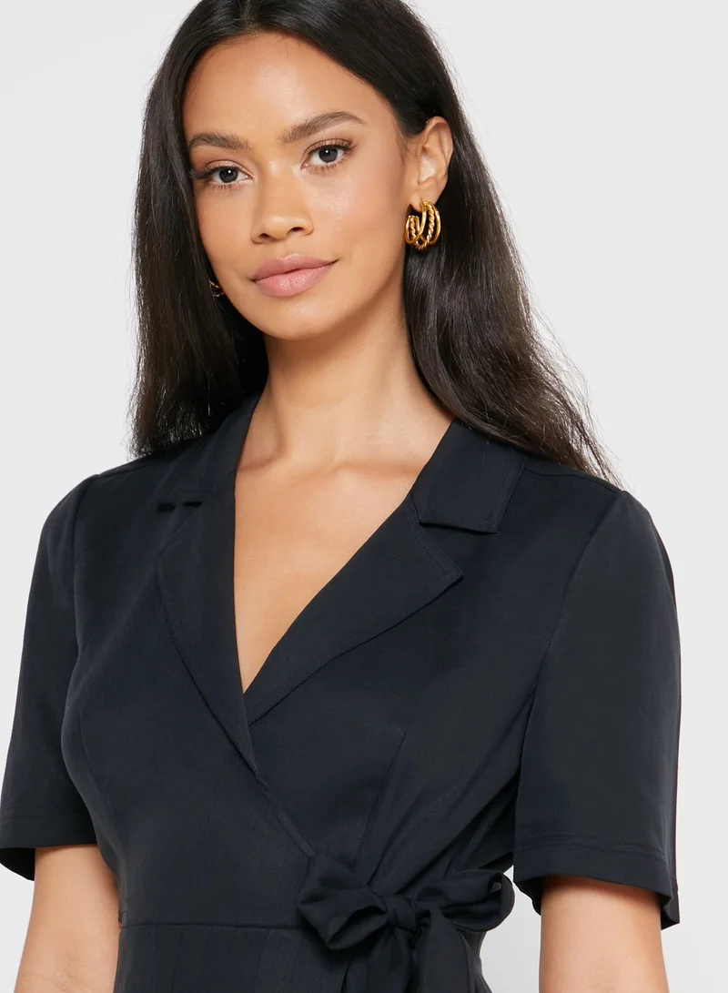 WHISTLES Beth Pleat Detail Wrap Dress