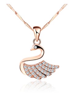 Swan necklace pendant plated with 18k rose gold