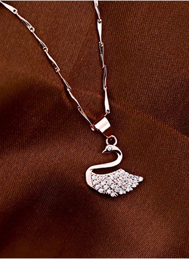Generic - Swan necklace pendant plated with 18k rose gold - Image 1