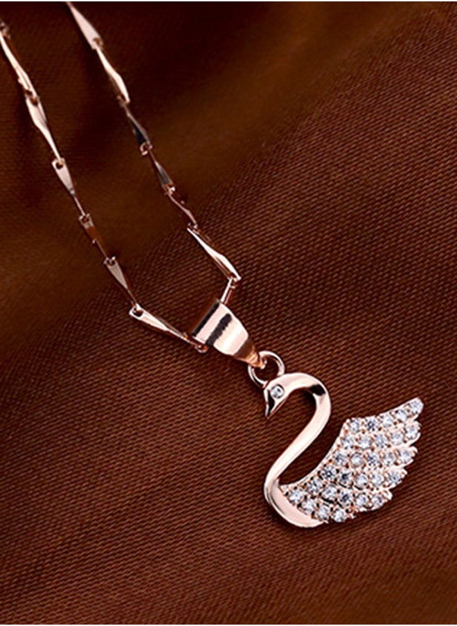 Generic - Swan necklace pendant plated with 18k rose gold - Image 1