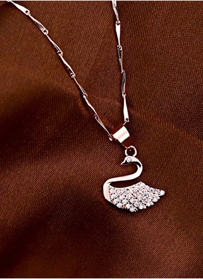 Generic - Swan necklace pendant plated with 18k rose gold - Image 1