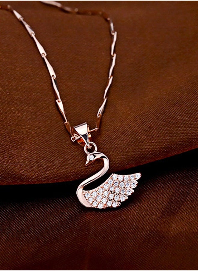 Generic - Swan necklace pendant plated with 18k rose gold - Image 1