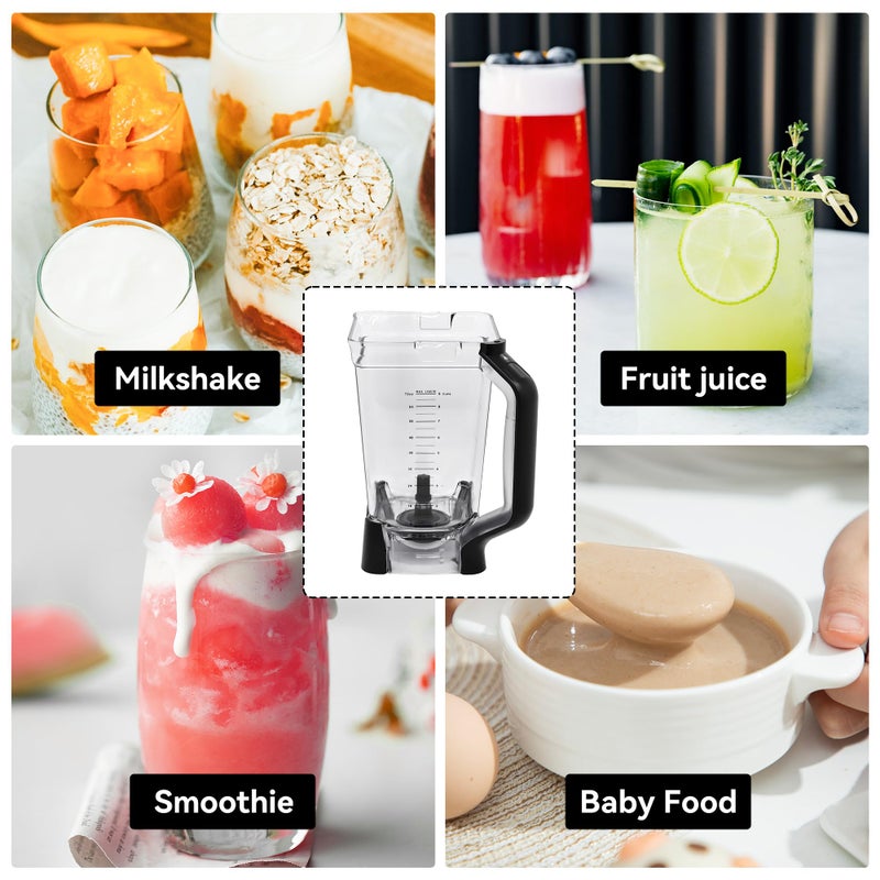 SettleDown Replacement Pitcher 72 oz XL Compatible with Ninja Blender (New Model) BL610,72oz Pitcher Blender Parts for Ninja BL710WM BL710WMC CO610B CO650B CT610,NEW Model Top Lid with Rim/Handle Extension ONLY - Image 5