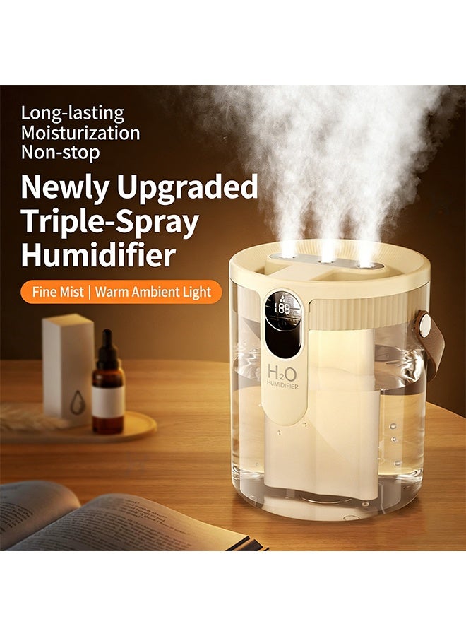 Rechargeable Portable Top Fill Humidifier, Smart Humidifiers for Bedroom, Night Light, 1.5L Cool Mist Humidifier for Office Home Plant Baby, 3-Speed Mist Control, Quiet (Beige) - Image 4