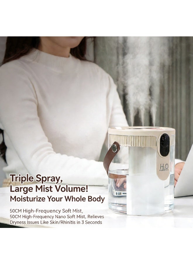Rechargeable Portable Top Fill Humidifier, Smart Humidifiers for Bedroom, Night Light, 1.5L Cool Mist Humidifier for Office Home Plant Baby, 3-Speed Mist Control, Quiet (Beige) - Image 3