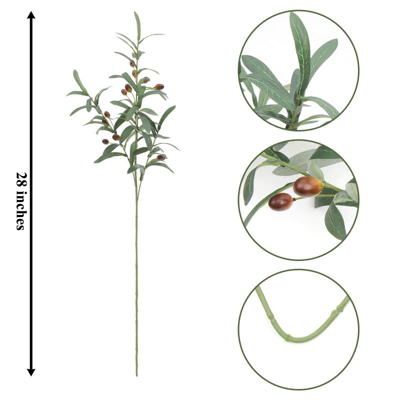 SHACOS 8 PCS Fake Olive Tree Branches Faux Olive Branches for Vase 28 inch Long Stems Artificial Greenery Stems Bulk Green Leaves Plant Twigs Decor - Image 2