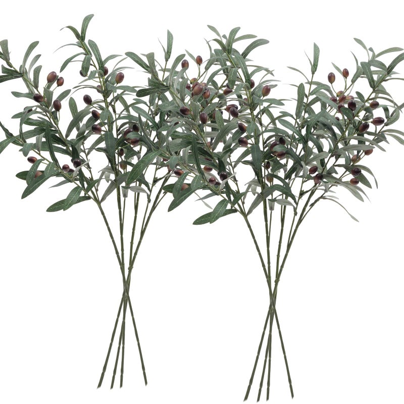 SHACOS 8 PCS Fake Olive Tree Branches Faux Olive Branches for Vase 28 inch Long Stems Artificial Greenery Stems Bulk Green Leaves Plant Twigs Decor - Image 1