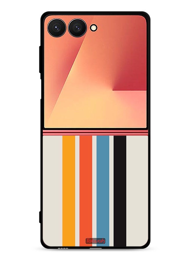 Tolwak Samsung Galaxy Z Flip7 Protective Case Cover Straight Lines Pattern - Image 1