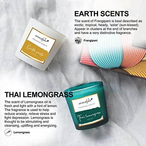 Aromahpure Fragrance Candles Set-2 (4 X 60g Each)(100% Soy Wax) - Dark Flirt, Divine, Earth SCENTS, Thai Lemongrass Fragrance Candles for Home & Gift Sets - Image 2