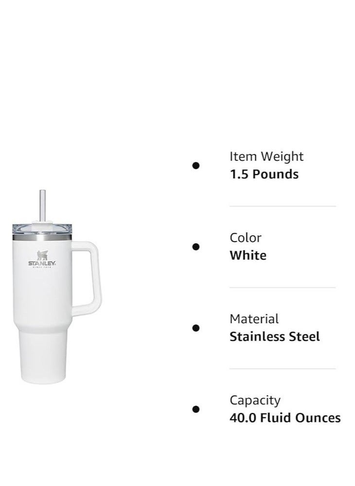 Stanley Stanley Quencher H2.0 FlowState Stainless Steel Vacuum Insulated Tumbler with Lid and Straw for Water, Iced Tea or Coffee, Smoothie and More, White, 40 oz - Image 4