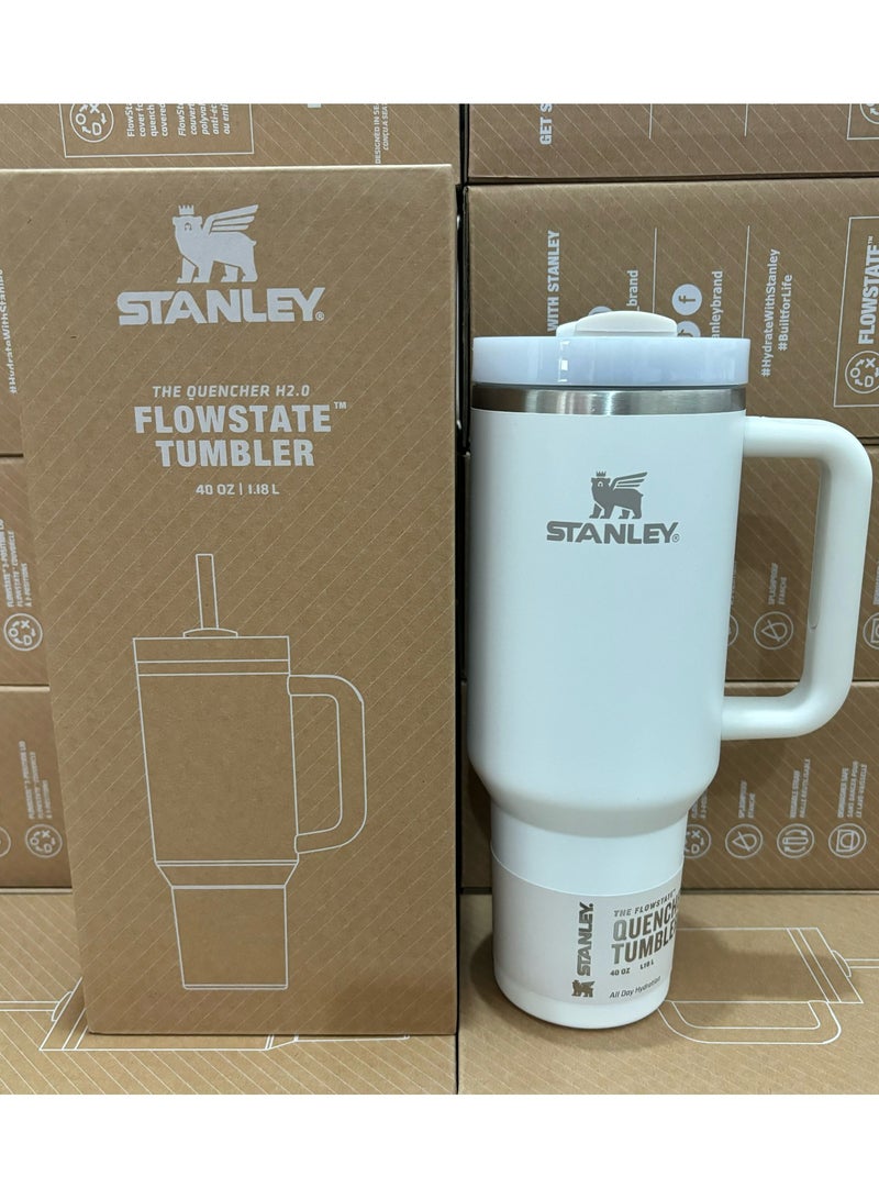 Stanley Stanley Quencher H2.0 FlowState Stainless Steel Vacuum Insulated Tumbler with Lid and Straw for Water, Iced Tea or Coffee, Smoothie and More, White, 40 oz - Image 1