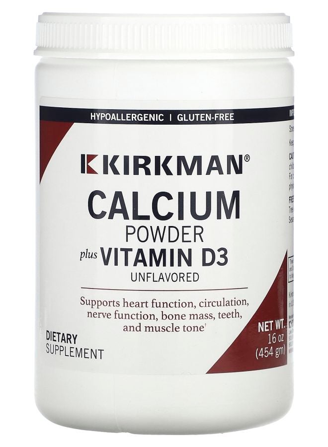 Kirkman Labs Calcium Powder Plus Vitamin D-3 Unflavored 16 oz (454 g) - Image 1