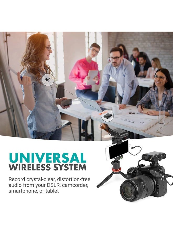 Movo WMX-1 2.4GHz Wireless Lavalier Microphone System Compatible with DSLR Cameras, Camcorders, iPhone, Android Smartphones, and Tablets (200' ft Audio Range) - Image 2