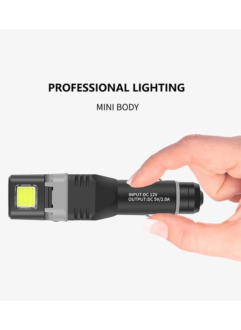 Generic - Flat Flashlight, Multifunctional Car Chargeable Mini Flashlight 4 Light Modes XPG COB Torch for Outdoor Camping - Image 1