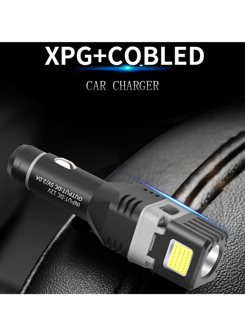Generic - Flat Flashlight, Multifunctional Car Chargeable Mini Flashlight 4 Light Modes XPG COB Torch for Outdoor Camping - Image 1