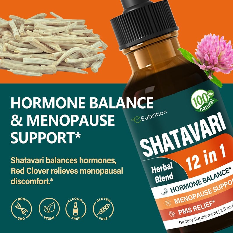 Eubrition Shatavari Shitabari Drops for Women Support Menopause Relief Herbal Supplement for PMS Support 12in1 Formula with Wild Yam Vitex Berry Extract 2oz - Image 2