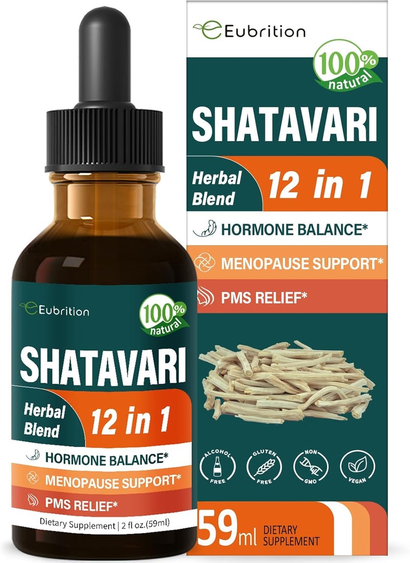 Eubrition Shatavari Shitabari Drops for Women Support Menopause Relief Herbal Supplement for PMS Support 12in1 Formula with Wild Yam Vitex Berry Extract 2oz - Image 1