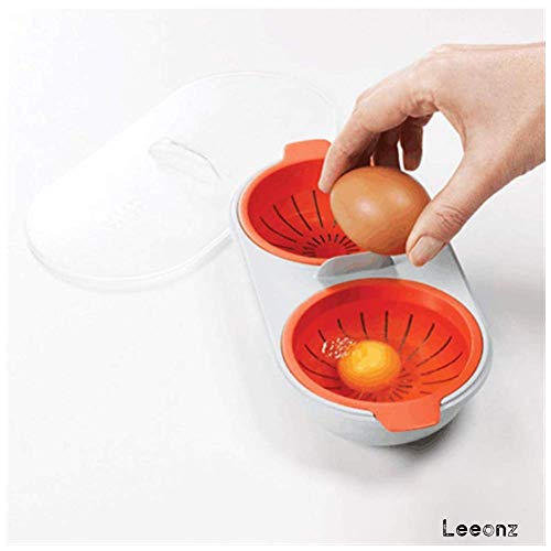 Leeonz Microwave Egg Poacher Cookware Double Cup Dual Cave High Capacity Design Egg Cooker Ultimate Collection Egg Poaching Cups Microwave Steamer Kitchen Gadget (Blue) - Image 3