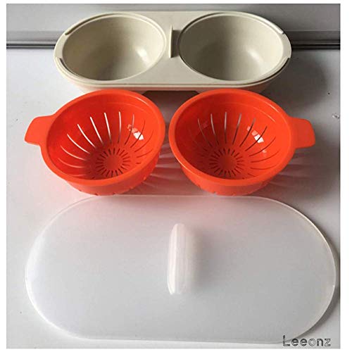Leeonz Microwave Egg Poacher Cookware Double Cup Dual Cave High Capacity Design Egg Cooker Ultimate Collection Egg Poaching Cups Microwave Steamer Kitchen Gadget (Blue) - Image 5