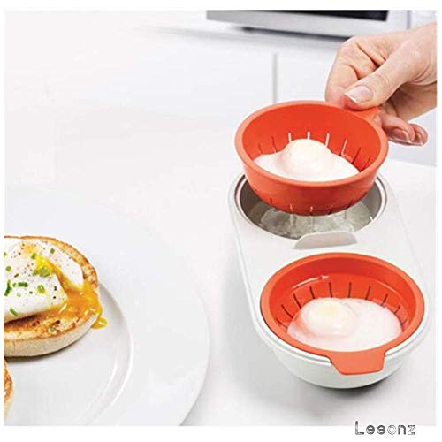 Leeonz Microwave Egg Poacher Cookware Double Cup Dual Cave High Capacity Design Egg Cooker Ultimate Collection Egg Poaching Cups Microwave Steamer Kitchen Gadget (Blue) - Image 4