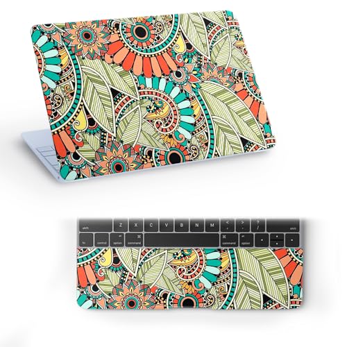 Inkykart Floral F45 Top+Wrist Pad Vinyl Laptop Skin/Sticker/Cover for 14 Inches Laptops Laminated-Removable-HD Quality Compatible for Hp-Dell-Sony-Lenovo-Asus etc.(13.8x9.6 Inches) - Image 1
