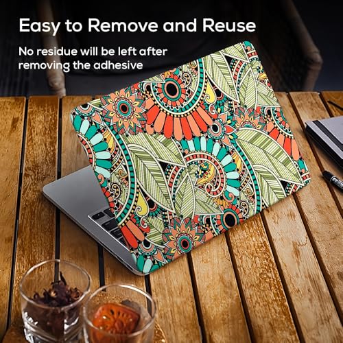 Inkykart Floral F45 Top+Wrist Pad Vinyl Laptop Skin/Sticker/Cover for 14 Inches Laptops Laminated-Removable-HD Quality Compatible for Hp-Dell-Sony-Lenovo-Asus etc.(13.8x9.6 Inches) - Image 4