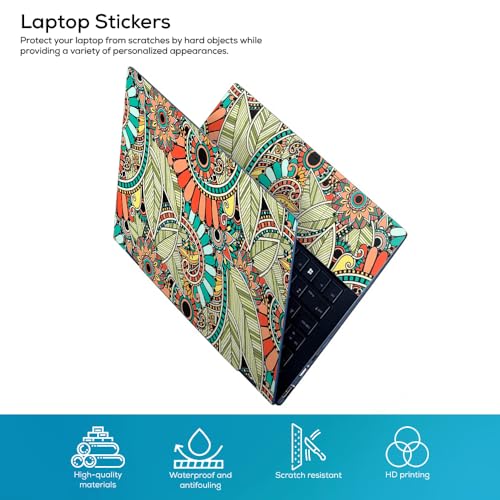 Inkykart Floral F45 Top+Wrist Pad Vinyl Laptop Skin/Sticker/Cover for 14 Inches Laptops Laminated-Removable-HD Quality Compatible for Hp-Dell-Sony-Lenovo-Asus etc.(13.8x9.6 Inches) - Image 2