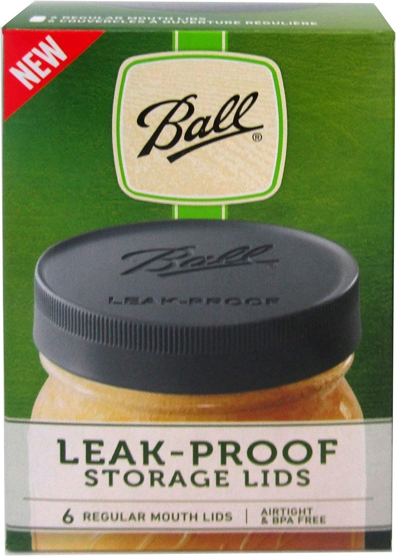 Ball Ball Leak-Proof Plastic Lids for Glass Mason Jars, Used for Canning, Pickling, Juice, Jam, Jelly (Regular, 6 Count (Pack of 1))  - Image 1