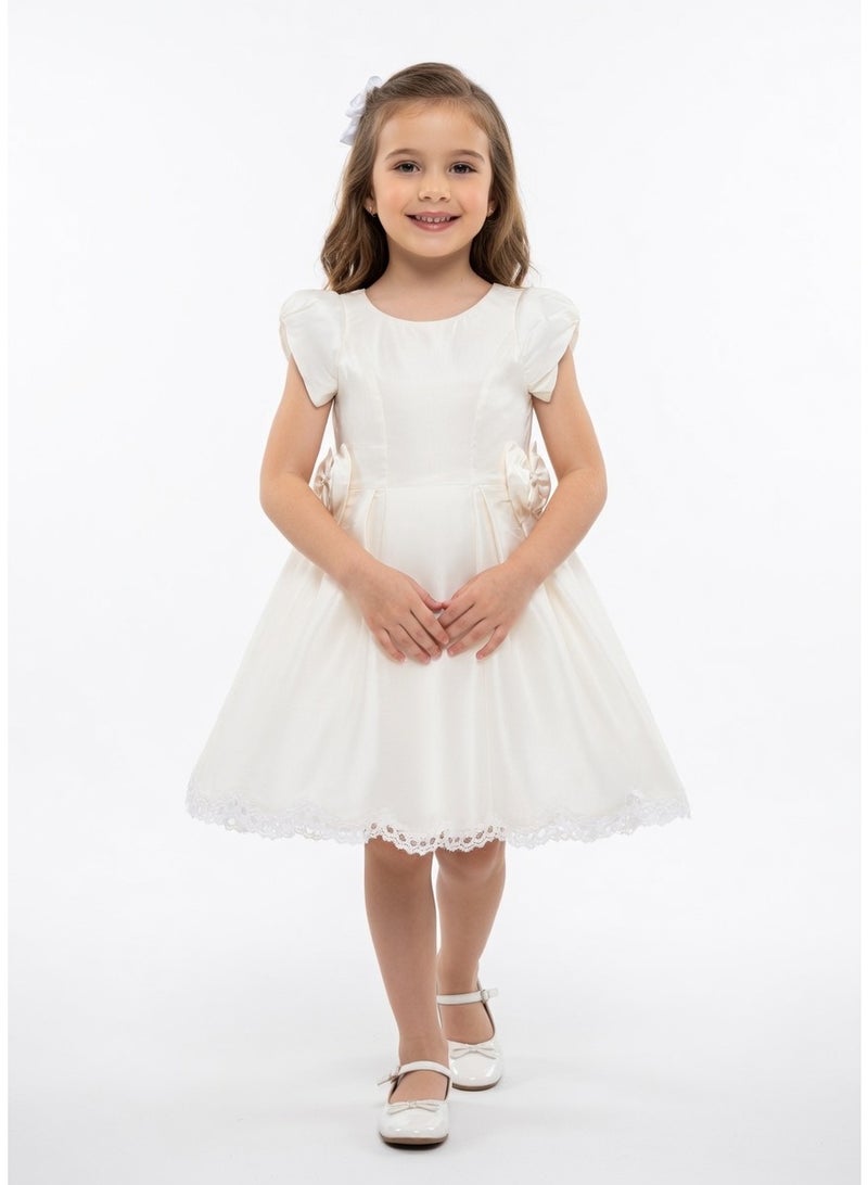 QUEEN WHITE Girls Party Dress, Princess Dress Party Wear Wedding Evening Formal Pageant Dance Gown for Birthday Kid Girls Elegant - Image 1