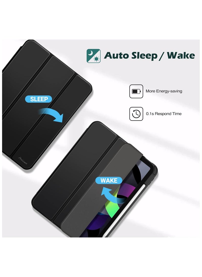 vesus iPad Air 4/5 10.9 Inch Air 11 inch 2024 M2 Air 4th/5th Generation Case with Pencil Holder Transparent Back Smart Protective Cover Black - Image 4