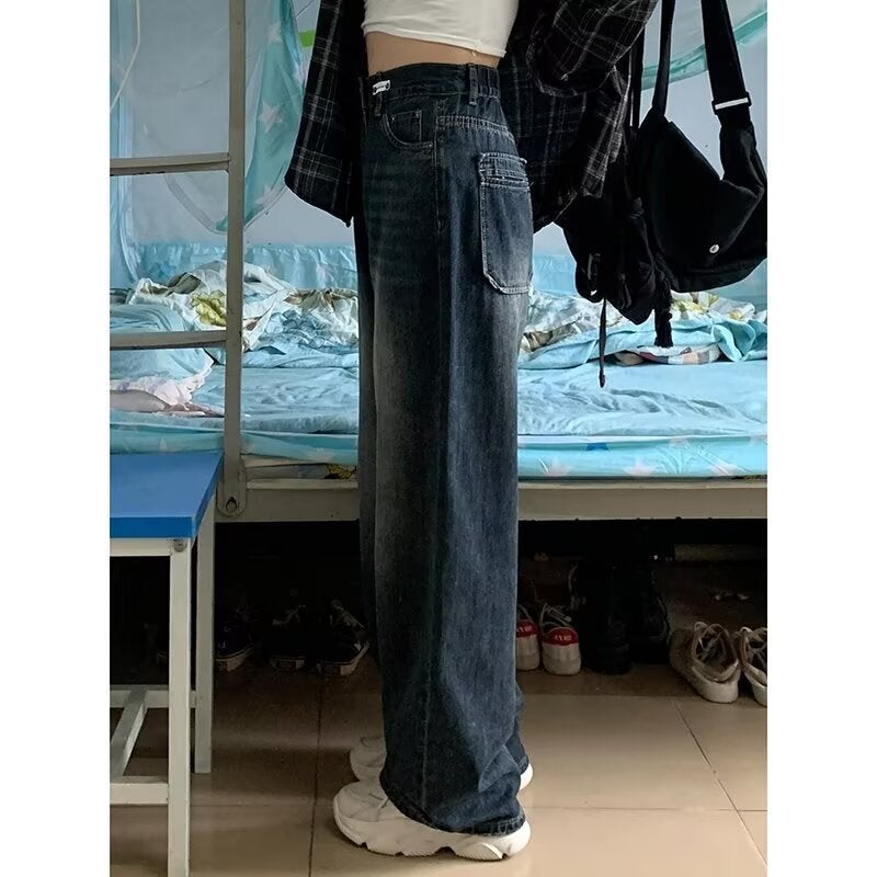 American Retro High Street Wide-Leg Jeans For Women, Loose Plus-Size Straight-Leg Slimming Long Pants - Image 3