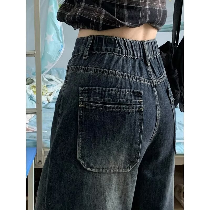 American Retro High Street Wide-Leg Jeans For Women, Loose Plus-Size Straight-Leg Slimming Long Pants - Image 5