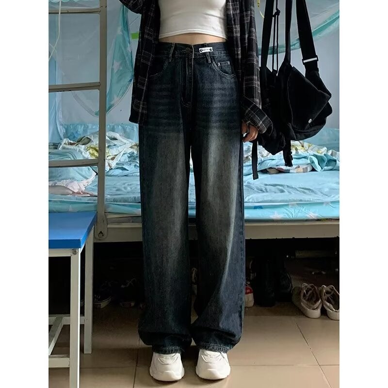 American Retro High Street Wide-Leg Jeans For Women, Loose Plus-Size Straight-Leg Slimming Long Pants - Image 2